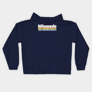 Wisconsin // Retro Typography Design Kids Hoodie